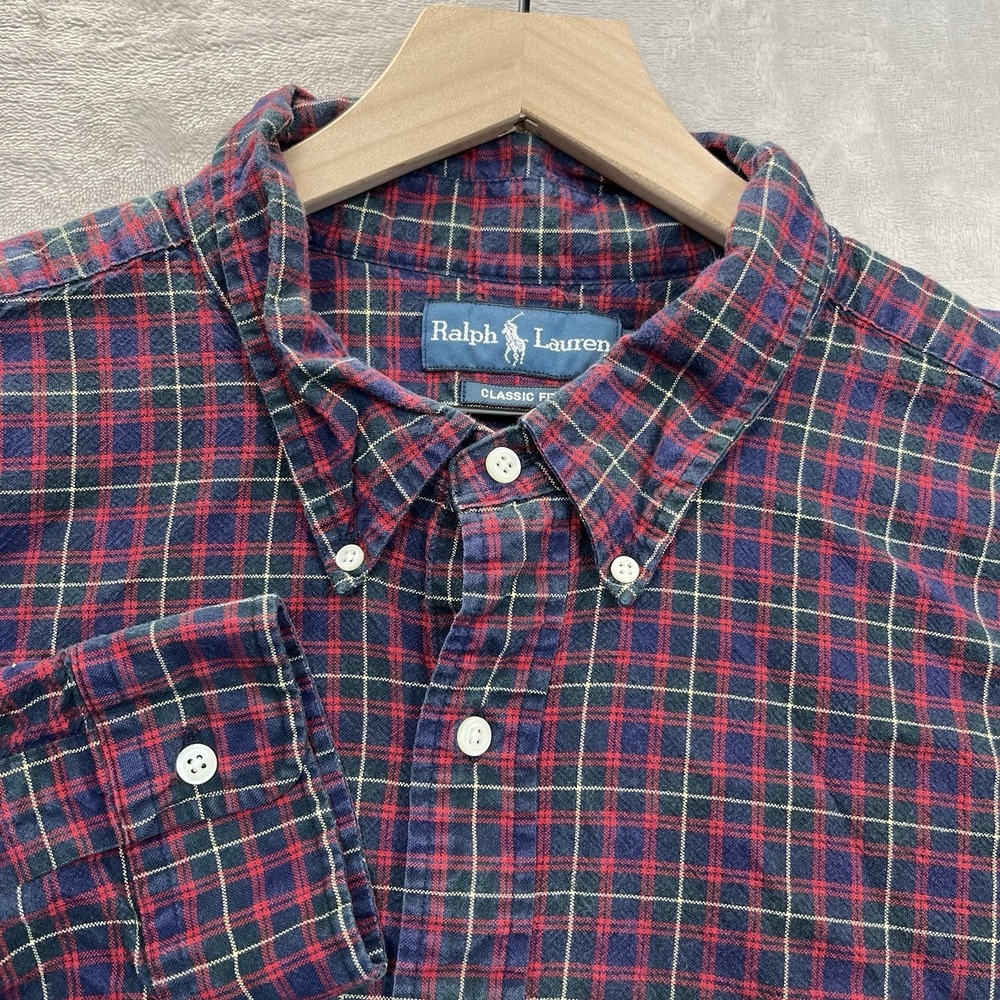 Polo Ralph Lauren Oxford Button Front Shirt Men's Plaid 3XB Big Flannel